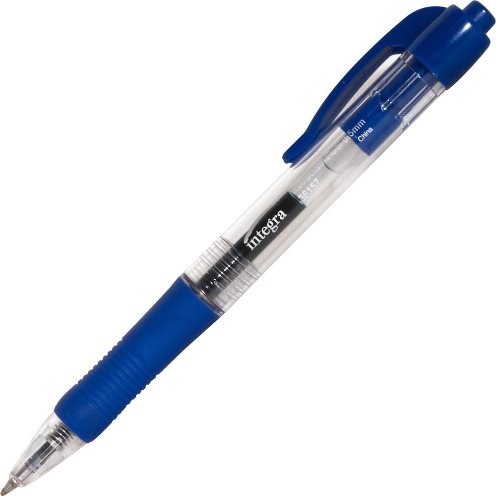 Image of Integra Gel Pen,Retractable,Permanent,.5mm Point,Blue Barrel/Ink