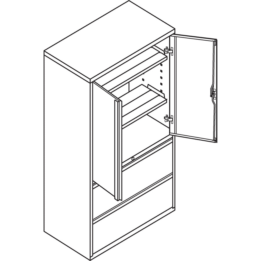Image of HON® Lateral File, 2-Drawer, w/Storage, 36"x18"x64-1/4", Black