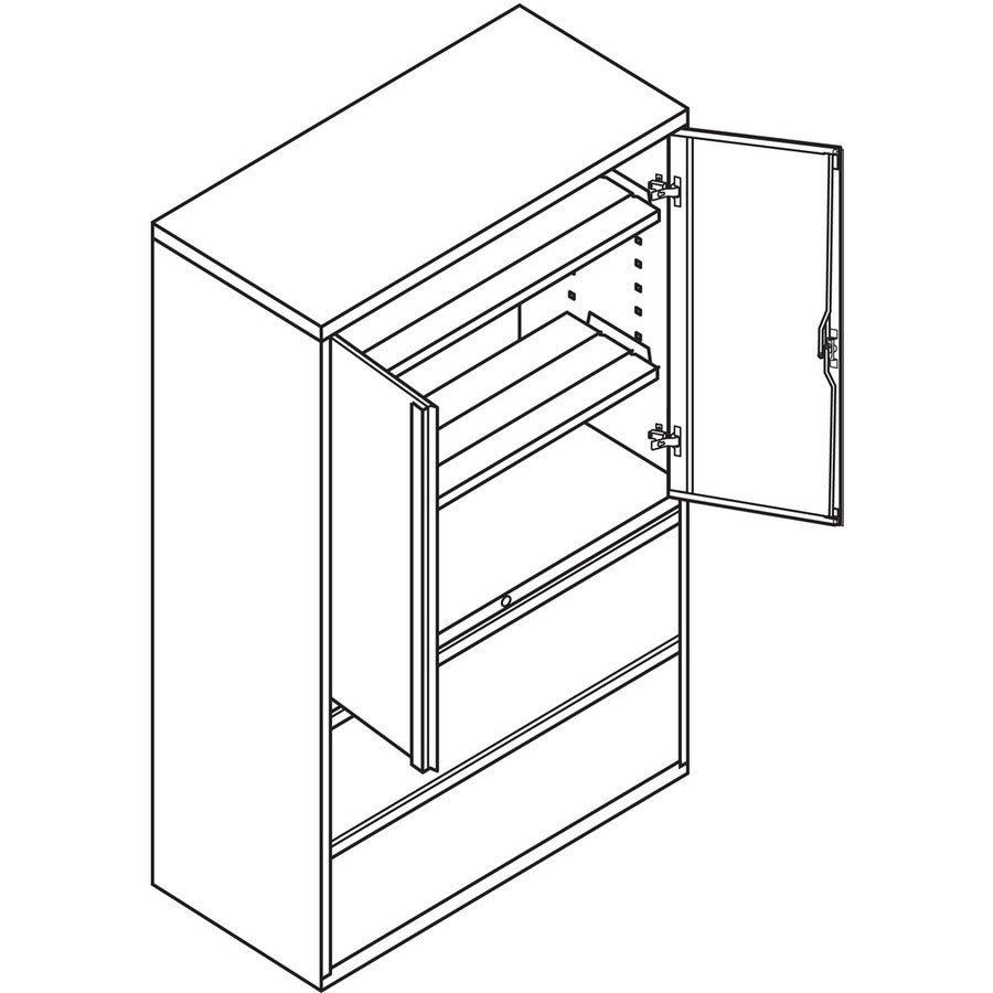 Image of HON® Lateral File, 2-Drawer, w/Storage, 42"x18"x64-1/4", Black