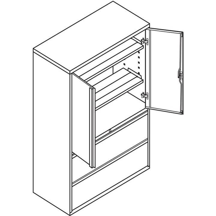 Image of HON® Lateral File, 2-Drawer, w/Storage, 42"x18"x64-1/4", Black