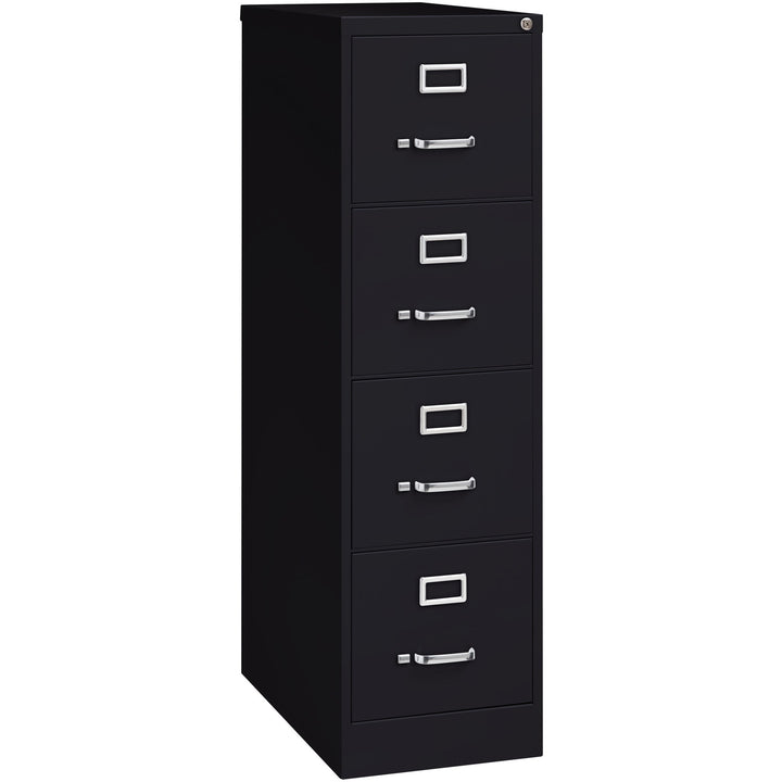 Image of Lorell 4-Drawer Vertical File, w/ Lock, 15"x26-1/2"x52", Black
