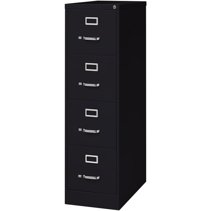 Image of Lorell 4-Drawer Vertical File, w/ Lock, 15"x26-1/2"x52", Black