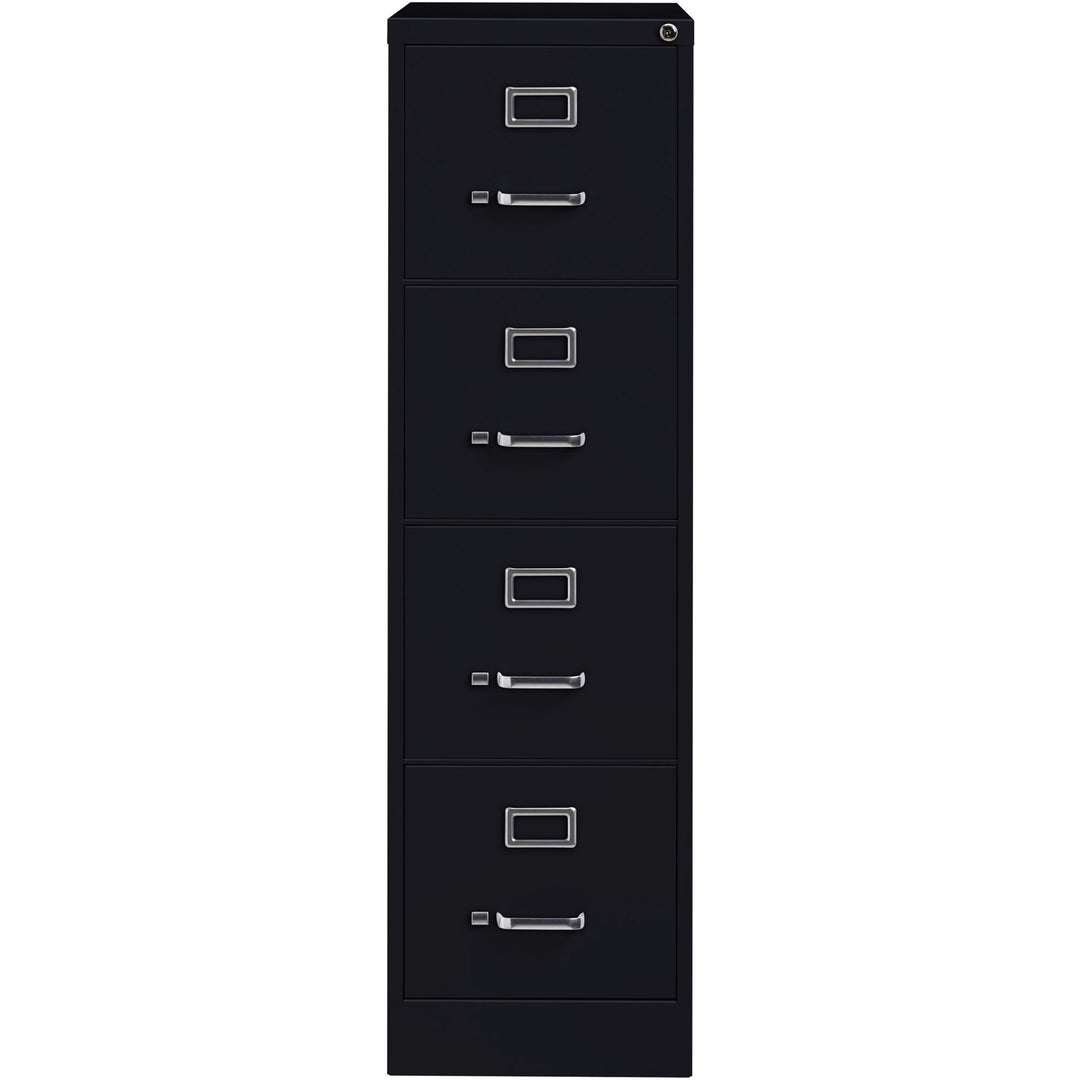 Image of Lorell 4-Drawer Vertical File, w/ Lock, 15"x26-1/2"x52", Black