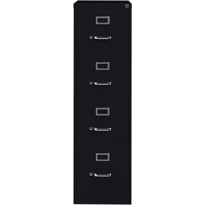Image of Lorell 4-Drawer Vertical File, w/ Lock, 15"x26-1/2"x52", Black