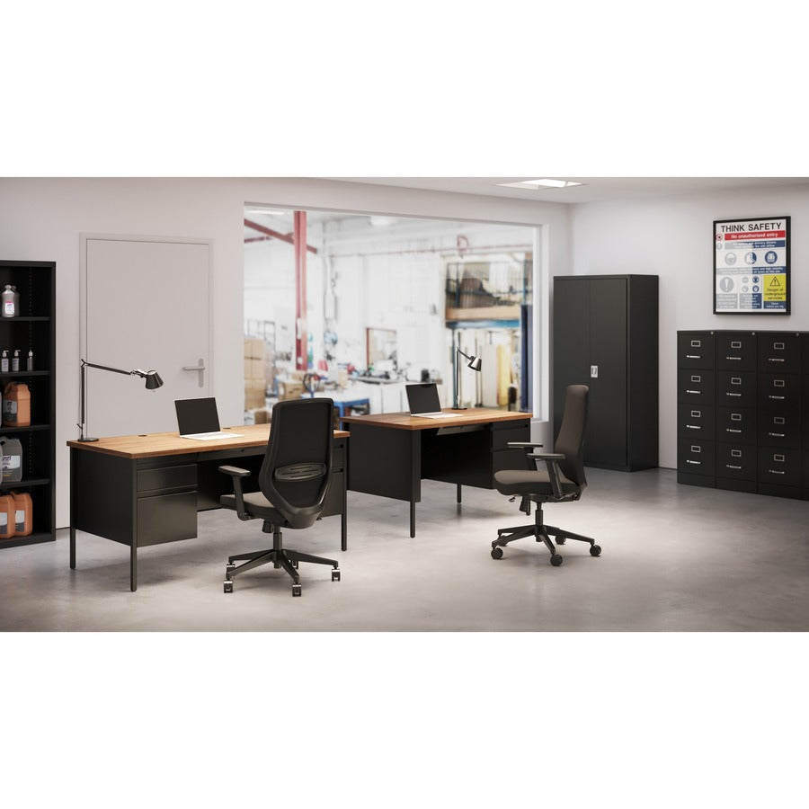 Image of Lorell 4-Drawer Vertical File, w/ Lock, 15"x26-1/2"x52", Black