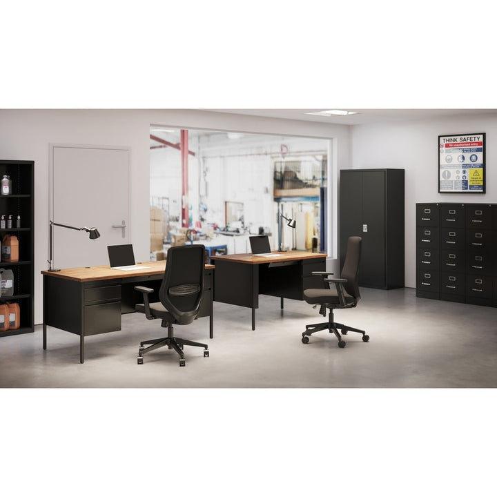 Image of Lorell 4-Drawer Vertical File, w/ Lock, 15"x26-1/2"x52", Black