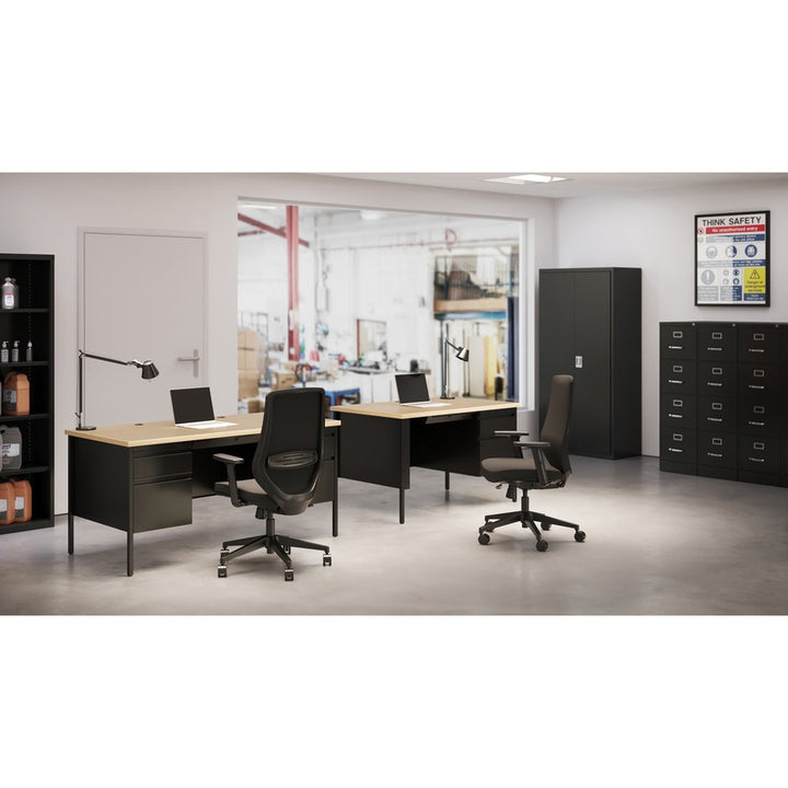 Image of Lorell 4-Drawer Vertical File, w/ Lock, 15"x26-1/2"x52", Black