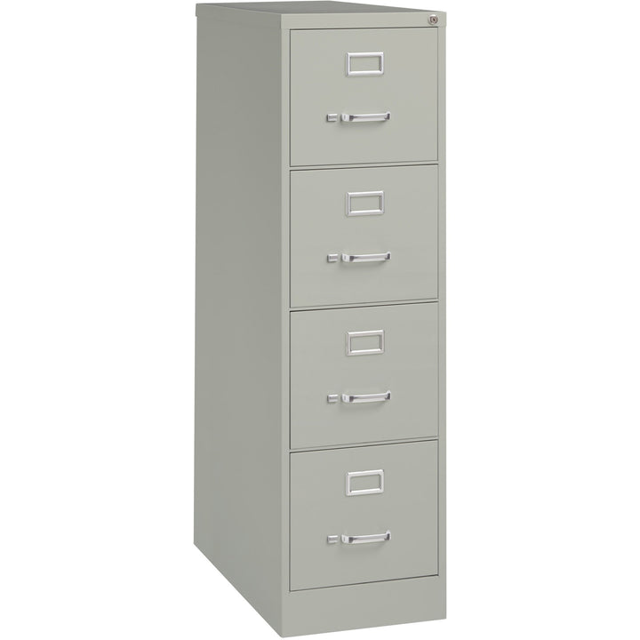 Image of Lorell 4-Drawer Vertical File, w/ Lock, 15"x26-1/2"x52", Lt Gray