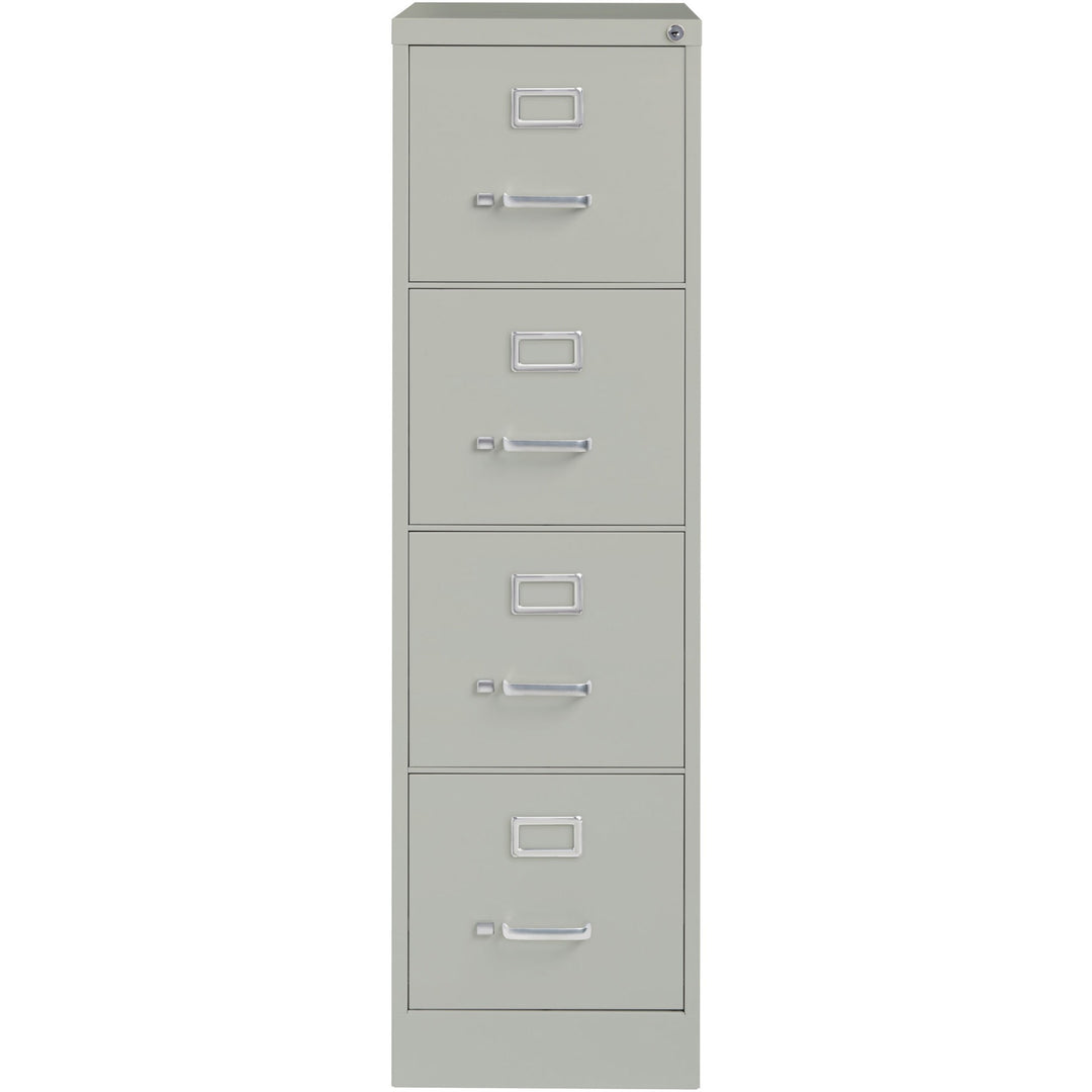 Image of Lorell 4-Drawer Vertical File, w/ Lock, 15"x26-1/2"x52", Lt Gray