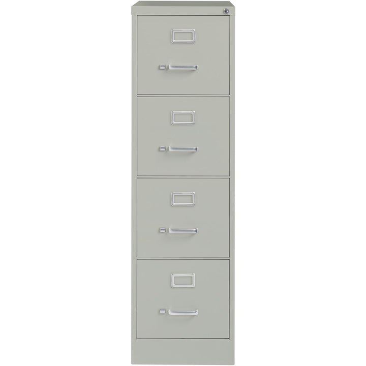 Image of Lorell 4-Drawer Vertical File, w/ Lock, 15"x26-1/2"x52", Lt Gray