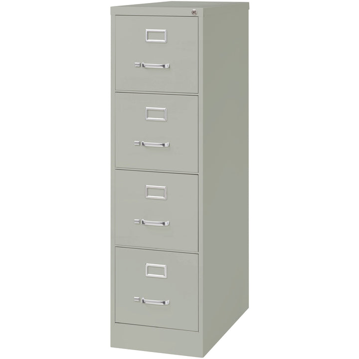 Image of Lorell 4-Drawer Vertical File, w/ Lock, 15"x26-1/2"x52", Lt Gray