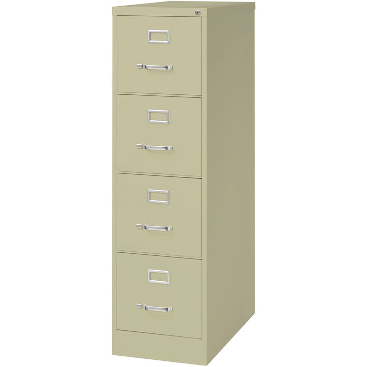 Image of Lorell 4-Drawer Vertical File, w/ Lock, 15"x26-1/2"x52", Putty