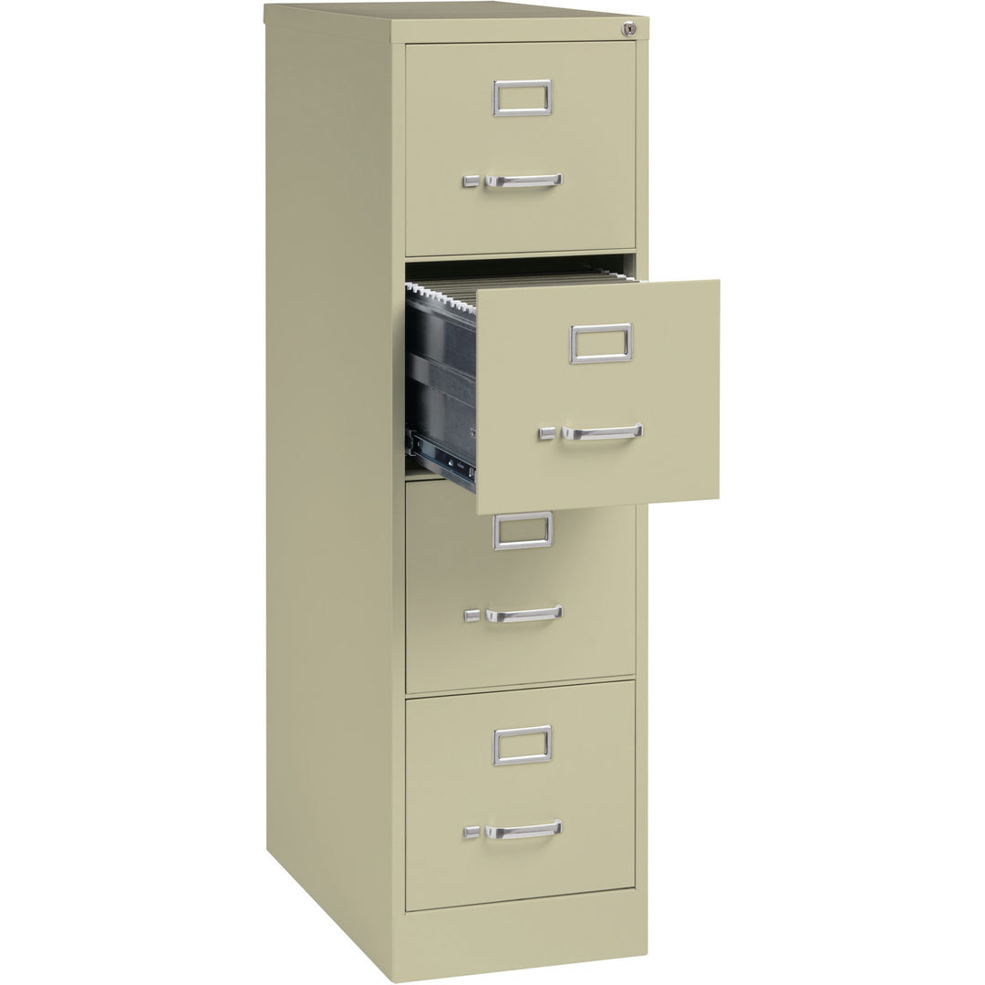 Image of Lorell 4-Drawer Vertical File, w/ Lock, 15"x26-1/2"x52", Putty