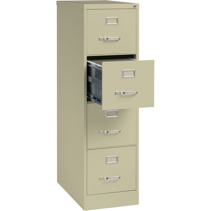 Image of Lorell 4-Drawer Vertical File, w/ Lock, 15"x26-1/2"x52", Putty