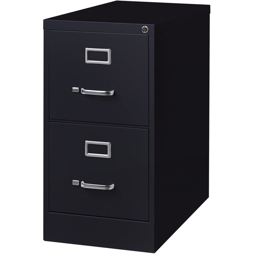 Image of Lorell 2-Drawer Vertical File,w/ Lock,15"x26-1/2"x28-3/8",Black