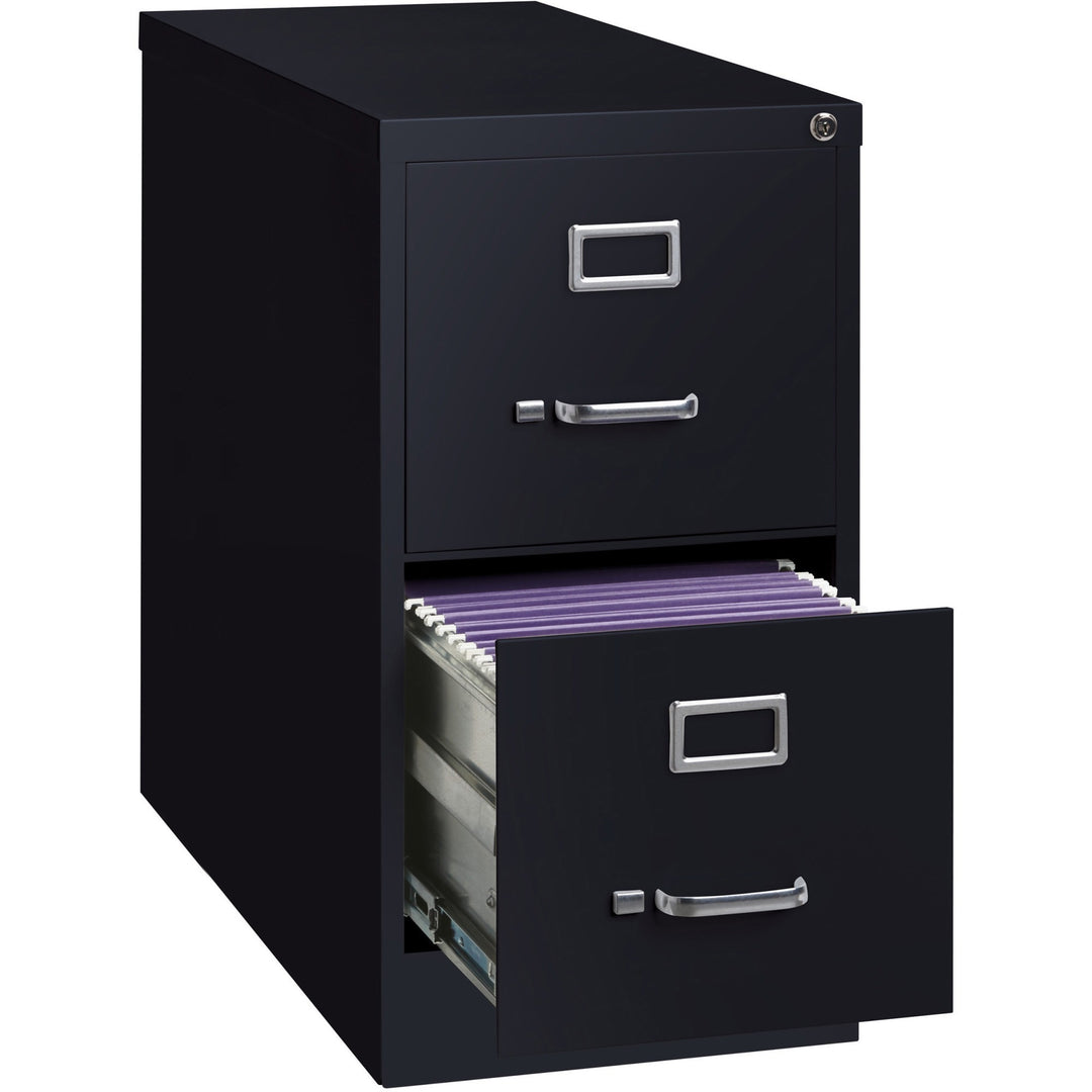 Image of Lorell 2-Drawer Vertical File,w/ Lock,15"x26-1/2"x28-3/8",Black