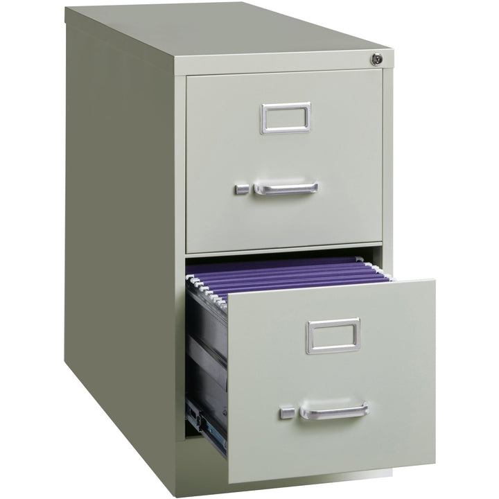 Image of Lorell 2-Drawer Vertical File,w/ Lock,15"x26-1/2"x28-3/8",Lt Gray