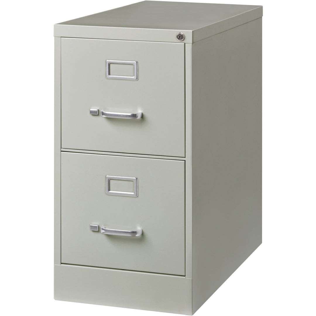 Image of Lorell 2-Drawer Vertical File,w/ Lock,15"x26-1/2"x28-3/8",Lt Gray
