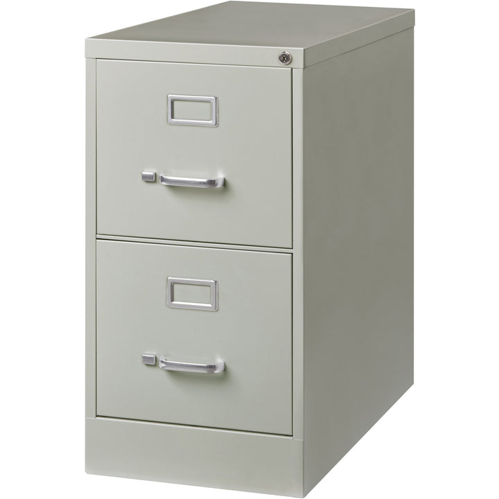 Image of Lorell 2-Drawer Vertical File,w/ Lock,15"x26-1/2"x28-3/8",Lt Gray
