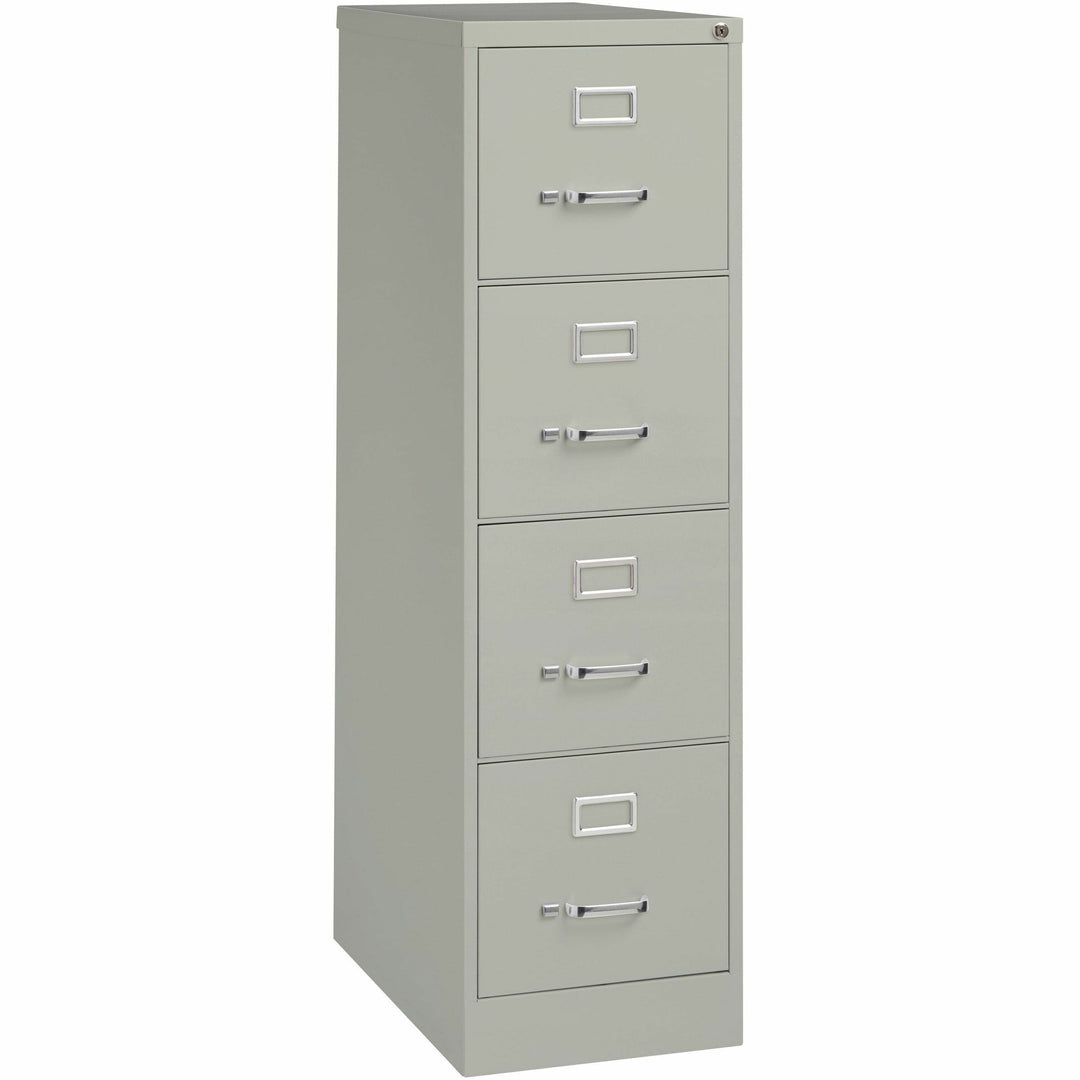 Image of Lorell 4-Drawer Vertical File, w/ Lock, 15"x25"x52", Light Gray