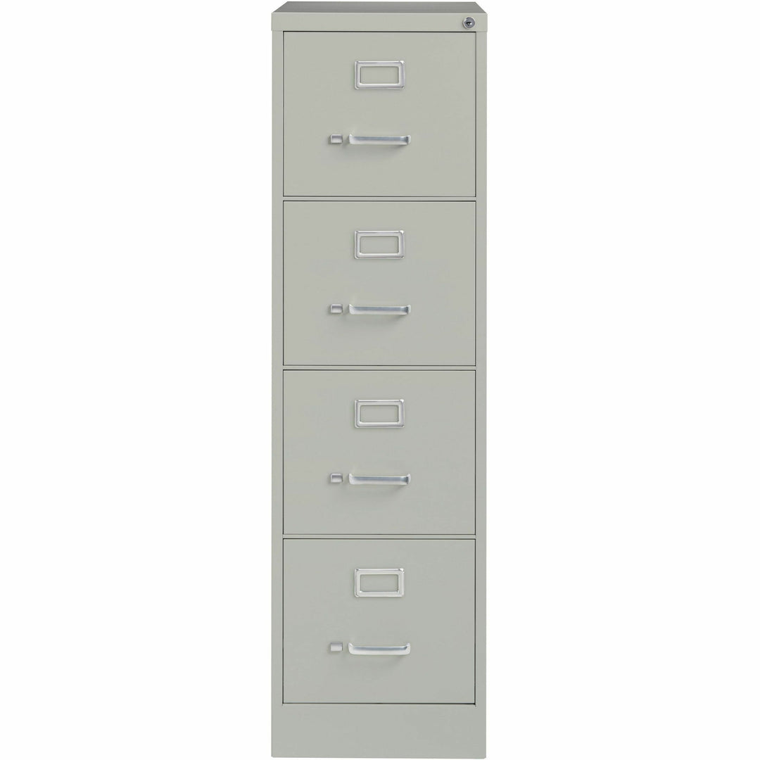 Image of Lorell 4-Drawer Vertical File, w/ Lock, 15"x25"x52", Light Gray