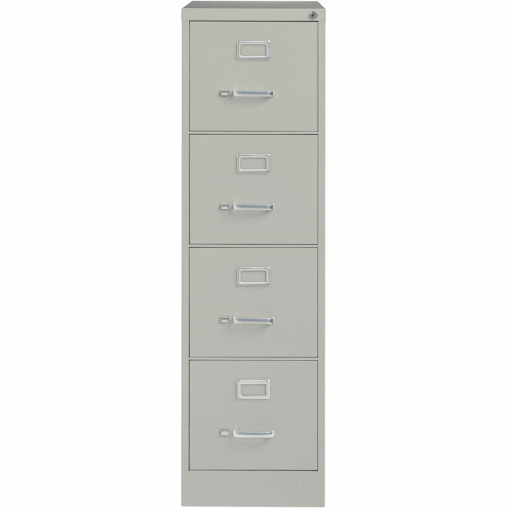 Image of Lorell 4-Drawer Vertical File, w/ Lock, 15"x25"x52", Light Gray