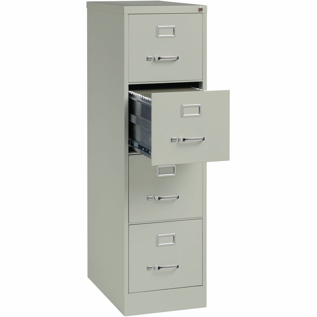 Image of Lorell 4-Drawer Vertical File, w/ Lock, 15"x25"x52", Light Gray