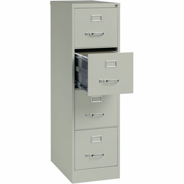 Image of Lorell 4-Drawer Vertical File, w/ Lock, 15"x25"x52", Light Gray
