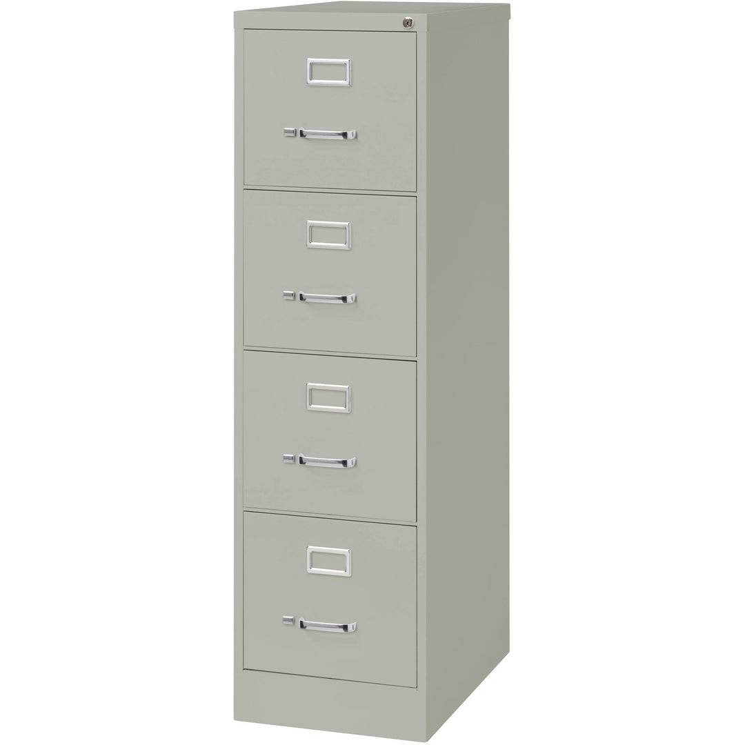 Image of Lorell 4-Drawer Vertical File, w/ Lock, 15"x25"x52", Light Gray