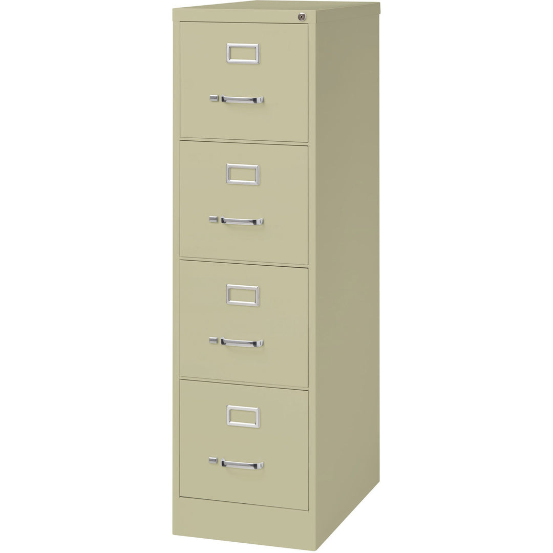 Image of Lorell 4-Drawer Vertical File, w/ Lock, 15"x25"x52", Putty
