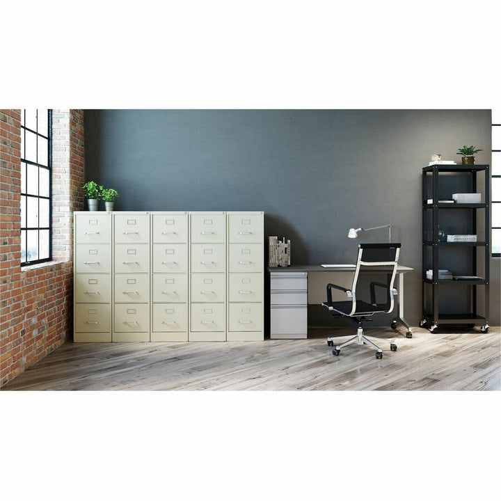 Image of Lorell 4-Drawer Vertical File, w/ Lock, 15"x25"x52", Putty