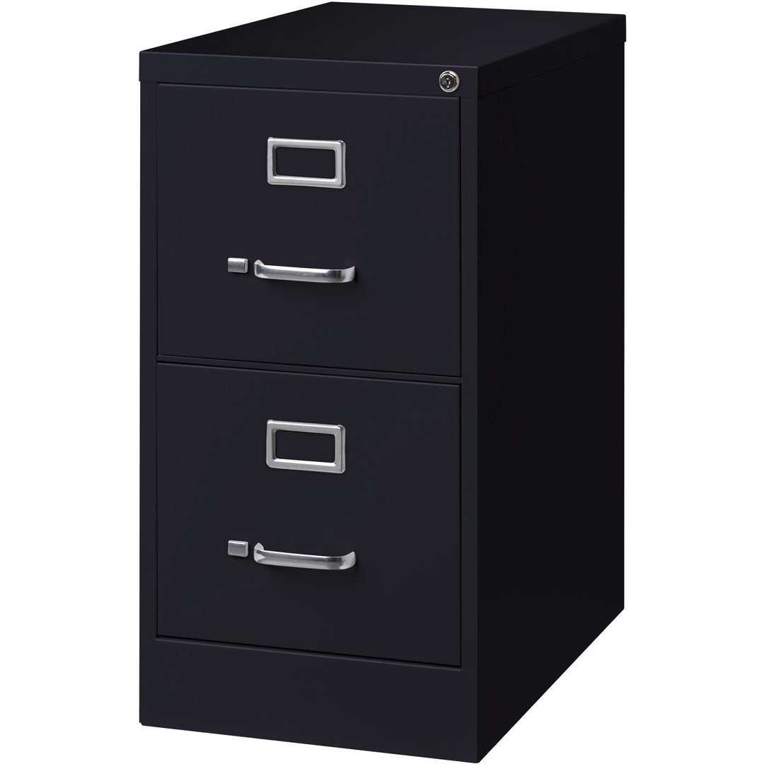 Image of Lorell 2-Drawer Vertical File, w/ Lock, 15"x25"x28-3/8", Black