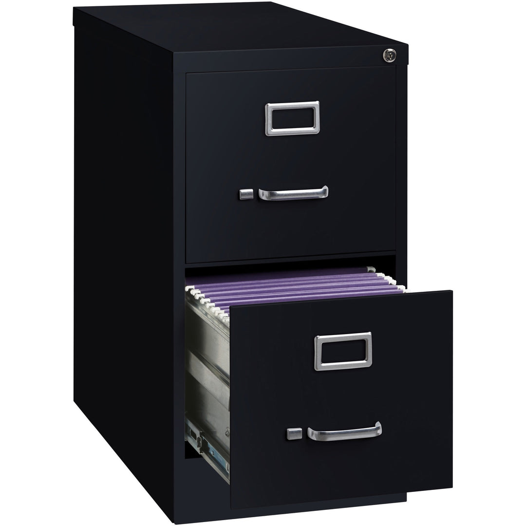 Image of Lorell 2-Drawer Vertical File, w/ Lock, 15"x25"x28-3/8", Black