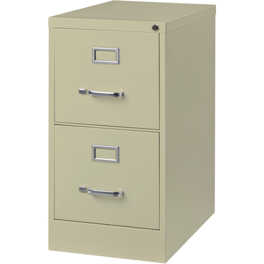 Image of Lorell 2-Drawer Vertical File, w/ Lock, 15"x25"x28-3/8", Putty