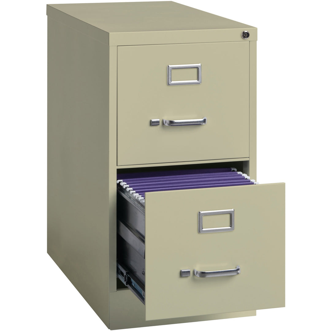 Image of Lorell 2-Drawer Vertical File, w/ Lock, 15"x25"x28-3/8", Putty