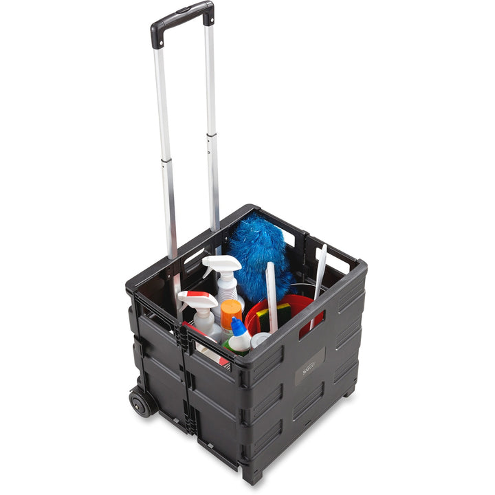 Image of Safco® Folding Caddy, 50 lb Cap, 16-1/2"x3-1/2"to14-1/2"x39", BK