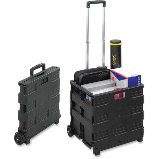 Image of Safco® Folding Caddy, 50 lb Cap, 16-1/2"x3-1/2"to14-1/2"x39", BK