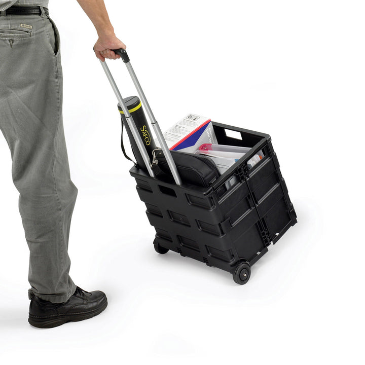 Image of Safco® Folding Caddy, 50 lb Cap, 16-1/2"x3-1/2"to14-1/2"x39", BK