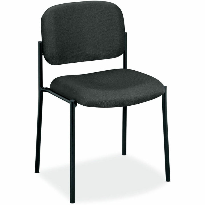 Image of HON® VL606 Stacking Guest Chair without Arms, Fabric Upholstery, 21.25" x 21" x 32.75", Charcoal Seat, Charcoal Back, Black Base