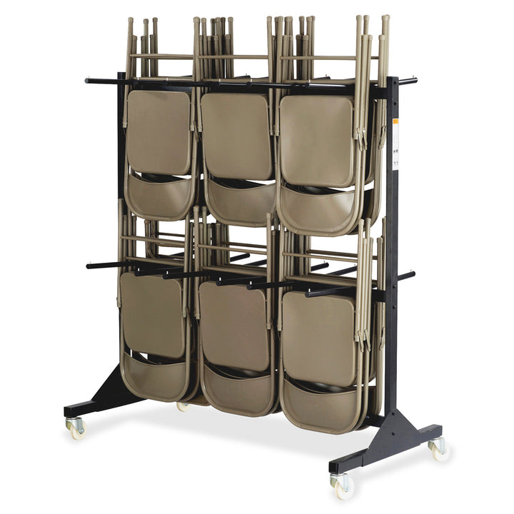 Image of Safco® Two-Tier Chair Cart, Two-Sided 12-Section Hang-Hook Format, Metal, 64.5" x 33.5" x 70.25", Black