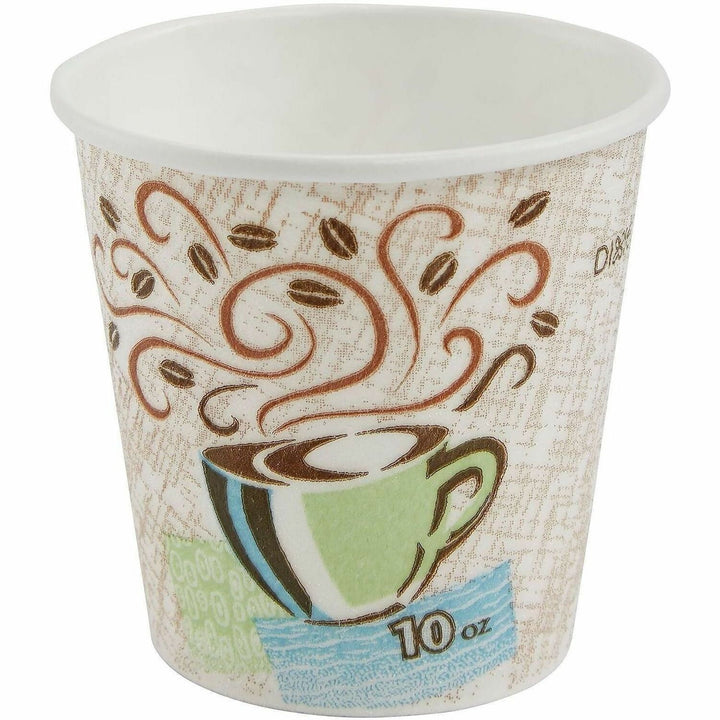 Image of Dixie 5310DX PerfecTouch 10 oz Insulated Paper Hot Coffee Cups by GP Pro, 10 fl oz, White, Paper, Hot Drink, 25 / Pack