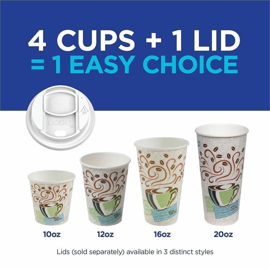 Image of Dixie 5310DX PerfecTouch 10 oz Insulated Paper Hot Coffee Cups by GP Pro, 10 fl oz, White, Paper, Hot Drink, 25 / Pack