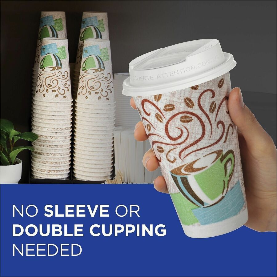 Image of Dixie 5310DX PerfecTouch 10 oz Insulated Paper Hot Coffee Cups by GP Pro, 10 fl oz, White, Paper, Hot Drink, 25 / Pack