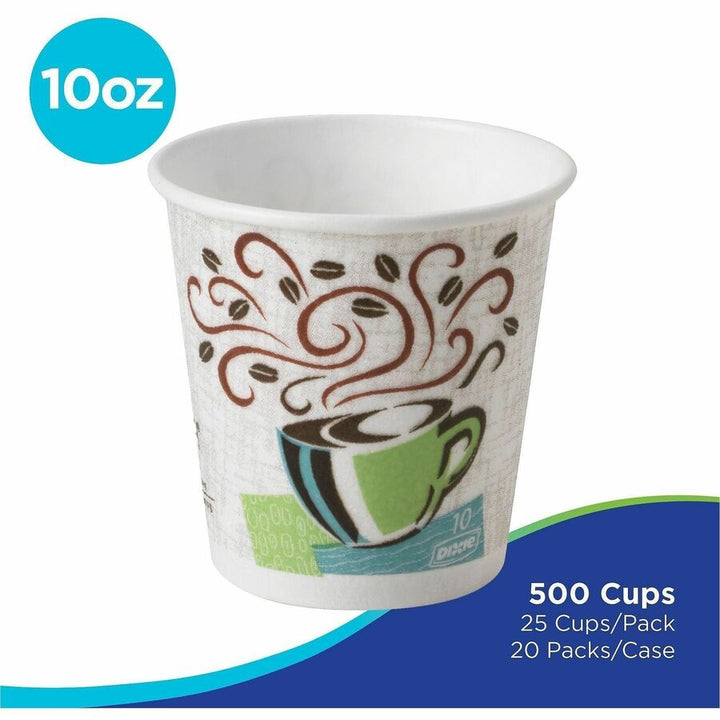 Image of Dixie 5310DX PerfecTouch 10 oz Insulated Paper Hot Coffee Cups by GP Pro, 10 fl oz, White, Paper, Hot Drink, 25 / Pack