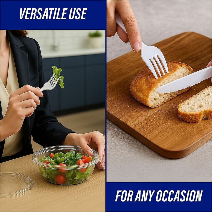Image of Genuine Joe 10430 Medium-Heavyweight Plastic Forks, Disposable, White, 1 Box