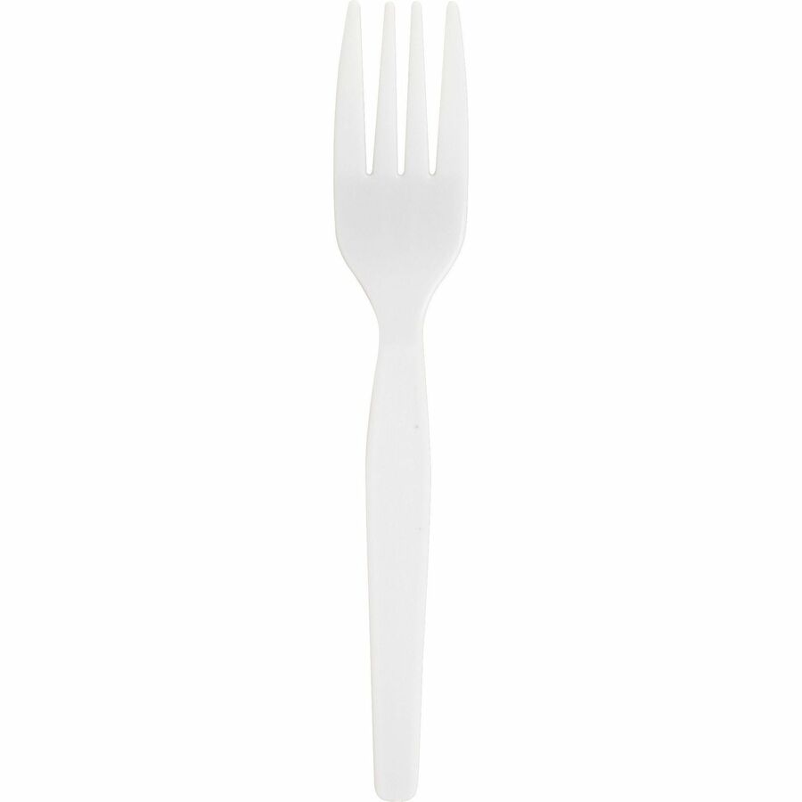 Image of Genuine Joe 10430 Medium-Heavyweight Plastic Forks, Disposable, White, 1 Box