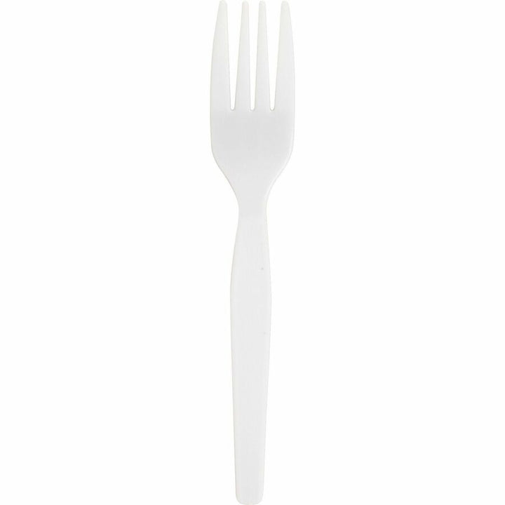 Image of Genuine Joe 10430 Medium-Heavyweight Plastic Forks, Disposable, White, 1 Box