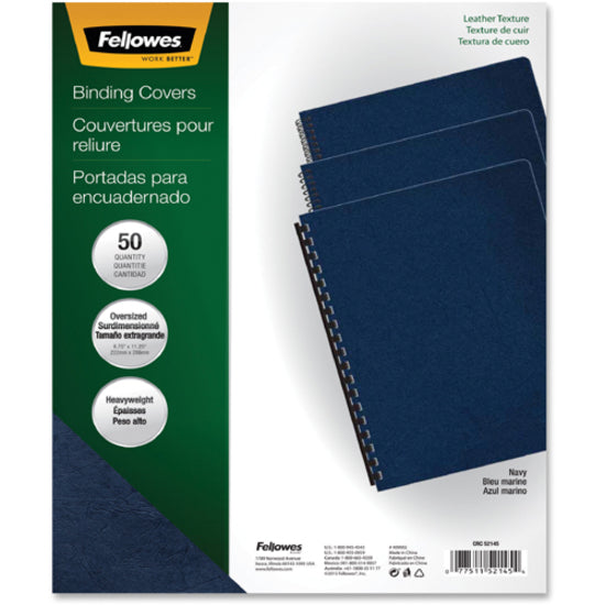 Image of Fellowes® Executive Leather-Like Presentation Cover, Navy, 11.25 x 8.75, Unpunched, 50/Pack