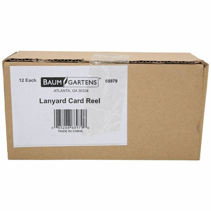 Image of Baumgartens® Lanyard Card Reel, Extends 24", 12/PK, Black