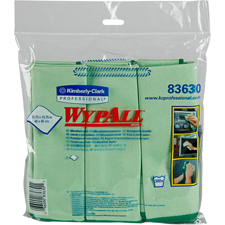 Image of Kimberly-Clark Professional Microfiber Cloths,Glass,15-3/4"x15-3/4",6/PK,GN